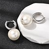 Round Brass Micro Pave Clear Cubic Zirconia Hoop Earrings EJEW-H180-01A-P-2