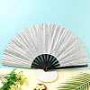 1Pc Bamboo with Oxford Fabric Glitter Powder Folding Fans AJEW-SP0003-77C-5
