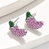 Brass Micro Pave Cubic Zirconia Stud Earrings EJEW-Q015-13P-02-5