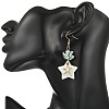 Natural Larimar & Natural Freshwater Shell & Alloy Dangle Earring for Women EJEW-JE07403-2