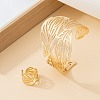 Hollow Out Leaf Alloy Cuff Bangles & Cuff Rings Sets FS-WG2FB6E-01-1