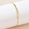 Brass Micro Pave Clear Cubic Zirconia Rectangle Link Bracelets KK-CBA6980-15G-3