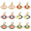  12Pcs 6 Style Brass Micro Pave Clear Cubic Zirconia Charms KK-NB0001-44-1