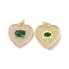Heart Brass Micro Pave Cubic Zirconia Pendants KK-G435-01G-01-1