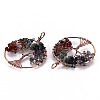 Natural Green Aventurine & Red Aventurine & Quartz Crystal Chips Big Pendants LS-G-S359-186-3