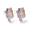Acrylic Cat Stud Earrings with Platic Pins for Women EJEW-F293-04A-2