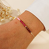 Bohemian Style Natural Red Garnet & Ruby & Rose Quartz Braided Bead Bracelets for Women CI9457-4