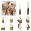 20Pcs 10 Styles Transparent Resin & Walnut Wood Pendants RESI-YW0001-30-1