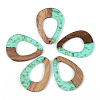 Transparent Resin & Walnut Wood Pendants RESI-S389-026A-B02-1