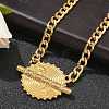 304 Stainless Steel Crystal Rhinestone Flat Round Pendant Twisted Chain Necklaces for Women LS-STAS-Z117-11G-2