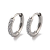 316 Surgical Stainless Steel Pave Clear Cubic Zirconia Hoop Earrings Women EJEW-A109-01B-P-1