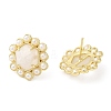 Natural Moonstone Hexagon Stud Earrings with Plastic Pearl Beaded EJEW-E287-01G-02-1