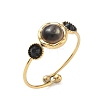 Black Shell Adjustable Finger Rings for Women RJEW-A101-01G-03-4