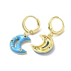 Crescent Moon Real 18K Gold Plated Brass Dangle Leverback Earrings EJEW-L268-031G-01-2