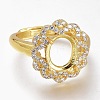 Adjustable Brass Micro Pave Clear Cubic Zirconia Finger Ring Components ZIRC-I049-15G-1