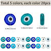 100Pcs 5 Colors Handmade Evil Eye Lampwork Beads LAMP-SP0001-04B-2