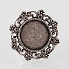 Vintage Adjustable Iron Finger Ring Components Alloy Flower Cabochon Bezel Settings X-PALLOY-O039-16AS-2