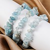 Unisex Chip Natural Aquamarine Beaded Stretch Bracelets X-BJEW-S143-33-4