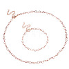 1 Set Brass Heart Link Chain Bracelets & Necklace SJEW-TA0001-04-3