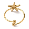 Ion Plating (IP) 304 Stainless Steel Starfish Open Cuff Rings for Women RJEW-M167-08B-G-3