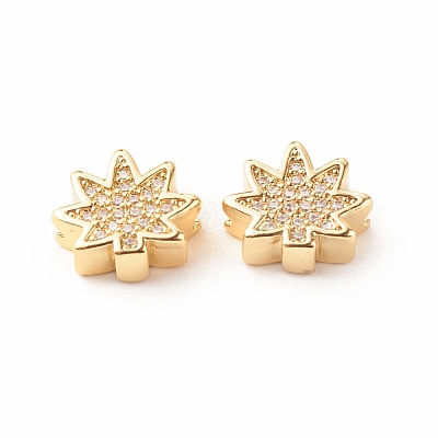 Rack Plating Brass Cubic Zirconia Beads KK-B051-05G-1