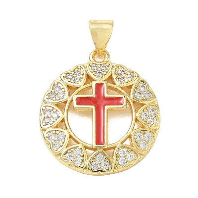 Religion Cross Brass Micro Pave Clear Cubic Zirconia Pendants CU-CBA83A6-03C-G-1