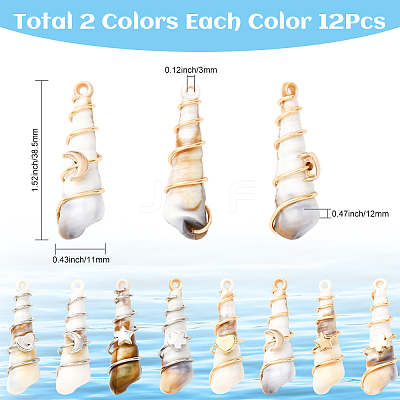 24Pcs 2 Colors Copper & Acrylic & Plastic Pendants FIND-SC0020-01-1