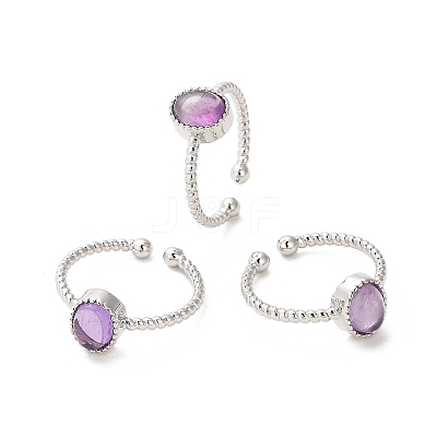 Natural Amethyst Open Cuff Ring RJEW-M166-04P-C-1