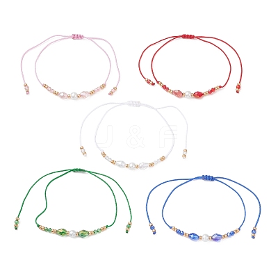 Glass & Seed Beads Braided Bead Bracelets BJEW-MZ00283-1