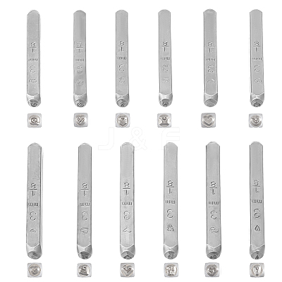 12Pcs 12 Chinese Zodiac Signs High Carbon Steel Metal Stamps DIY-WH0504-731-1