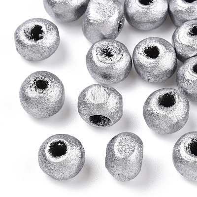 Spray Painted Wood Beads WOOD-Q030-83S-1