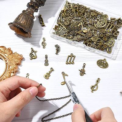 100 Pcs 20 Styles Tibetan Style Alloy Pendants FIND-CJ0003-88-1