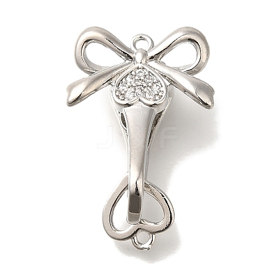 Brass Micro Pave Clear Cubic Zirconia Fold Over Clasps KK-K389-101P-1