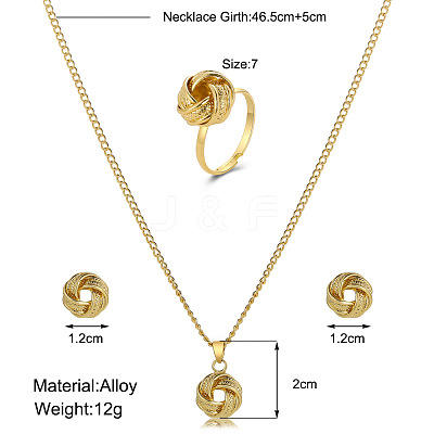 Alloy Stud Earrings & Pendant Necklaces & Rings Sets WG6A31F-01-1