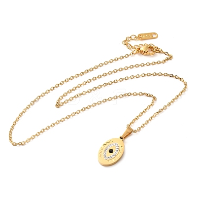 Horse Eye PVD Vacuum Plating 304 Stainless Steel Pendant Necklaces NJEW-G125-02G-1