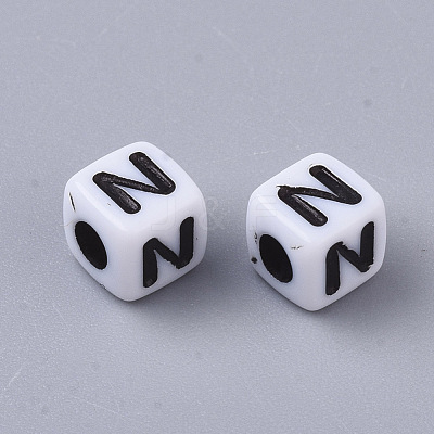 White Opaque Acrylic Beads X-MACR-R869-02N-1