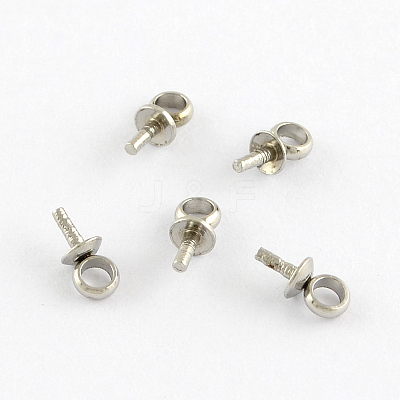 201 Stainless Steel Cup Pearl Peg Bails Pin Pendants Bails for Half Drilled Beads STAS-Q188-01-1