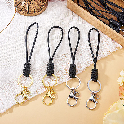10Pcs 2 Colors Eco-Friendly Korean Waxed Polyester Cord Keychains KEYC-TA00033-1