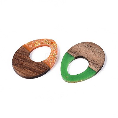 Opaque Resin and Walnut Wood Pendants RESI-T060-15M-1