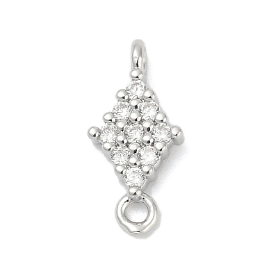 Brass Micro Pave Clear Cubic Zirconia Connector Charms KK-Z094-08P-03-1
