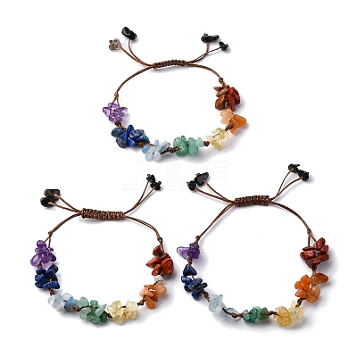 Adjustable Natural Chakra Gemstone Braided Bead Bracelets for Women BJEW-U035-02H-1