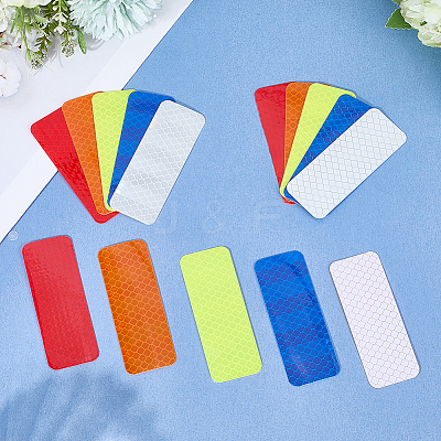 60Pcs 5 Colors PET Plastic Reflective Stickers DIY-SP0004-38-1