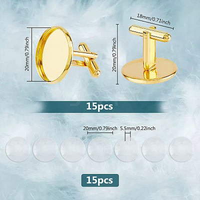 DIY Blank Dome Brass Cufflink Making Kits BUTT-DC0001-14-1