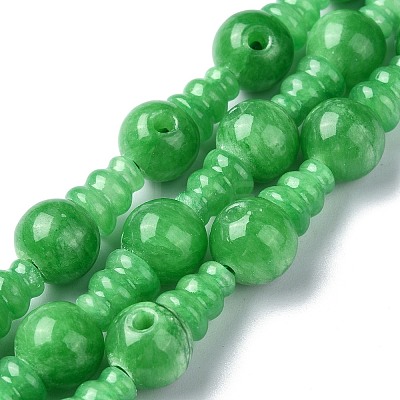 Natural Jade 3-Hole Guru Bead Strands G-K149-44-1