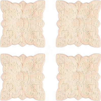 Natural Solid Wood Carved Onlay Applique Craft WOOD-FH0001-35-1