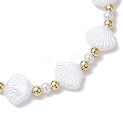 Shell Shape Plastic Stretch Bracelets BJEW-JB10342-01-1