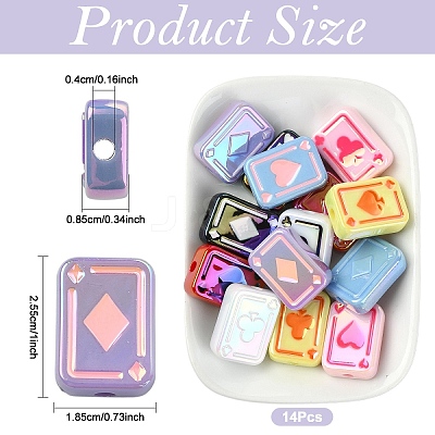 14Pcs 7 Colors UV Plating Rainbow Iridescent Acrylic Enamel Beads SACR-YW0005-06-1