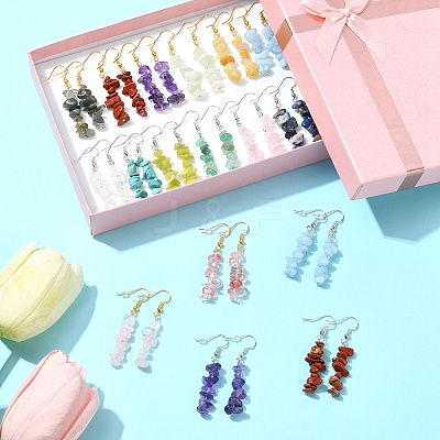 Natural & Synthetic Gemstone Dangle Earrings EJEW-FS00056-1