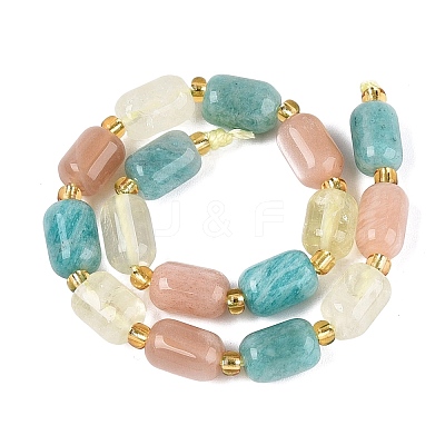 Natural Lemon Quartz & Flower Amazonite & Sunstone Beads Strands G-Q614-02A-01-1
