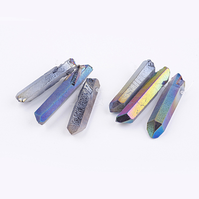 Electroplated Natural Quartz Crystal Graduated Beads Strands G-P315-A02-1